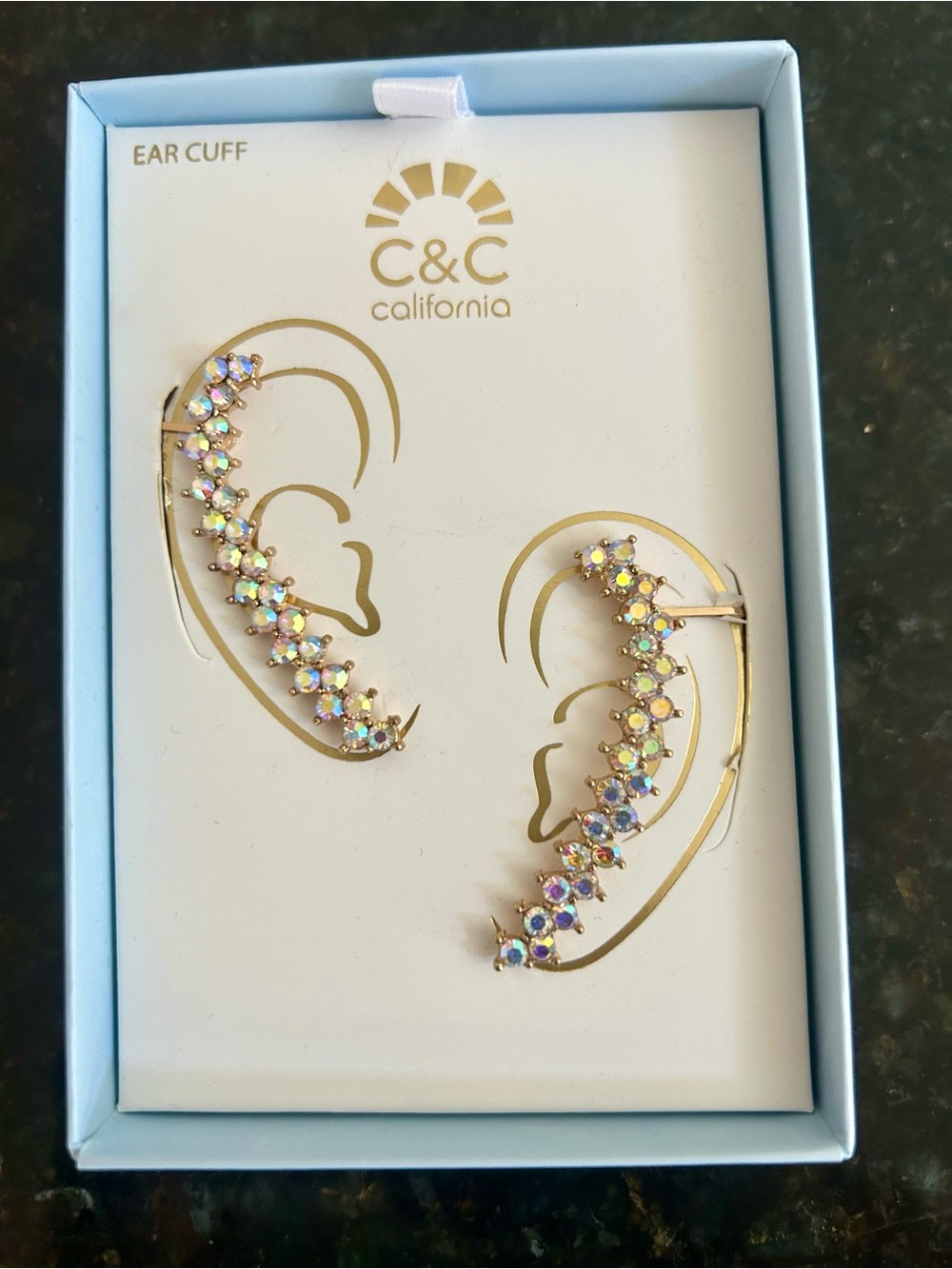 NWT C&C California Gold Crystal Ear Cuff - Iridescent